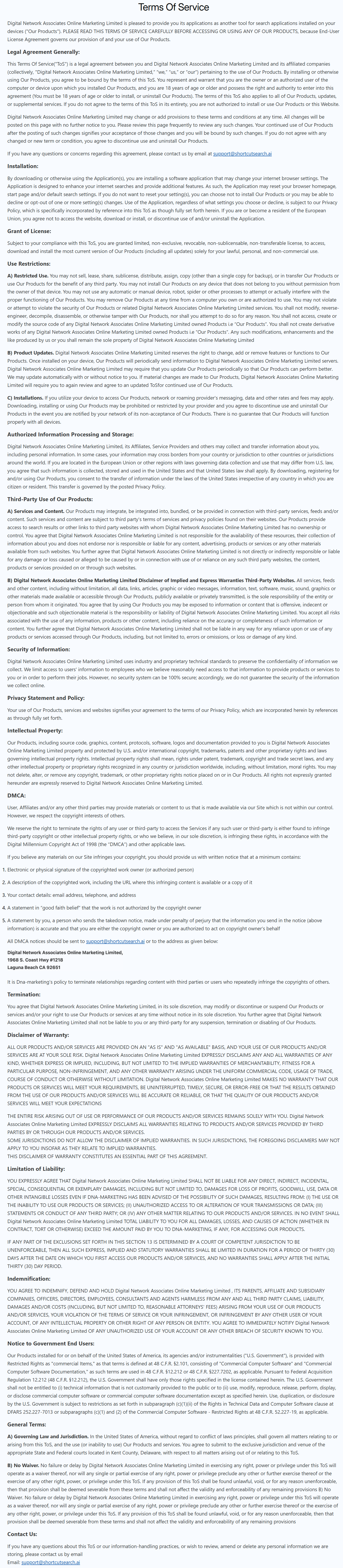 Terms Of Service